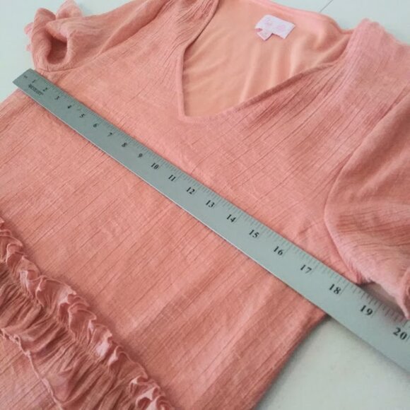 Pink Lily women's M ruffle accent dusty coral colored dress - Picture 9 of 14